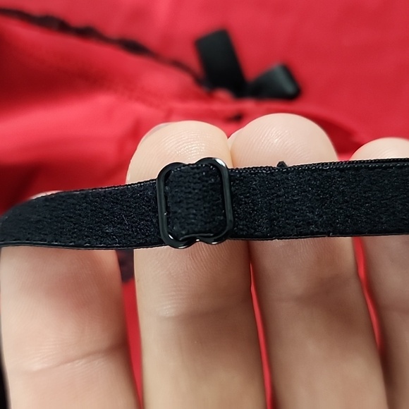 La Senza Red Slip Dress Black Lace Trim Semi Sheer Size Small - Picture 8 of 12